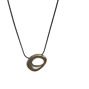 J. Jill Black waxed Cord Necklace with Antiqued Silver Toned Oval Pendant